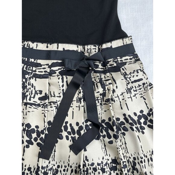 David Meister Women's Midi Dress Modest Old Money 3/4 Sleeve Black Tan Sz 6 - Picture 5 of 8